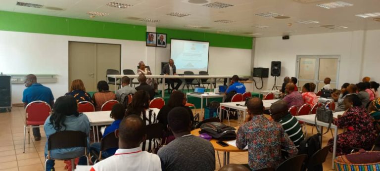 Members of staff of FMSD in a lecture on use of the newly developed PMS IT solution for the Ministry of Sports Development