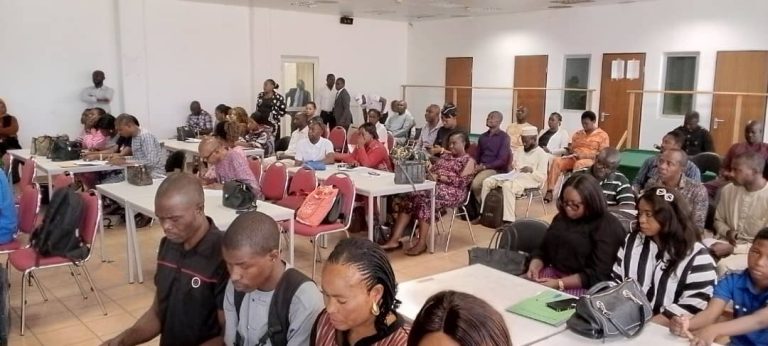 Members of staff of FMSD in a lecture on use of the newly developed PMS IT solution for the Ministry of Sports Development