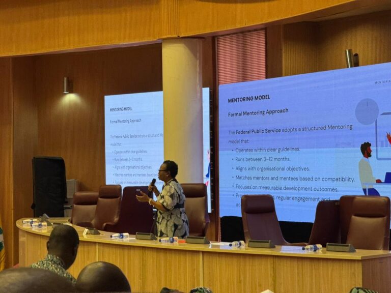 Dr. Fransisca Odaka carrying out Mentoring Training/Presentation at Office of the Head of Civil Service of the Federation